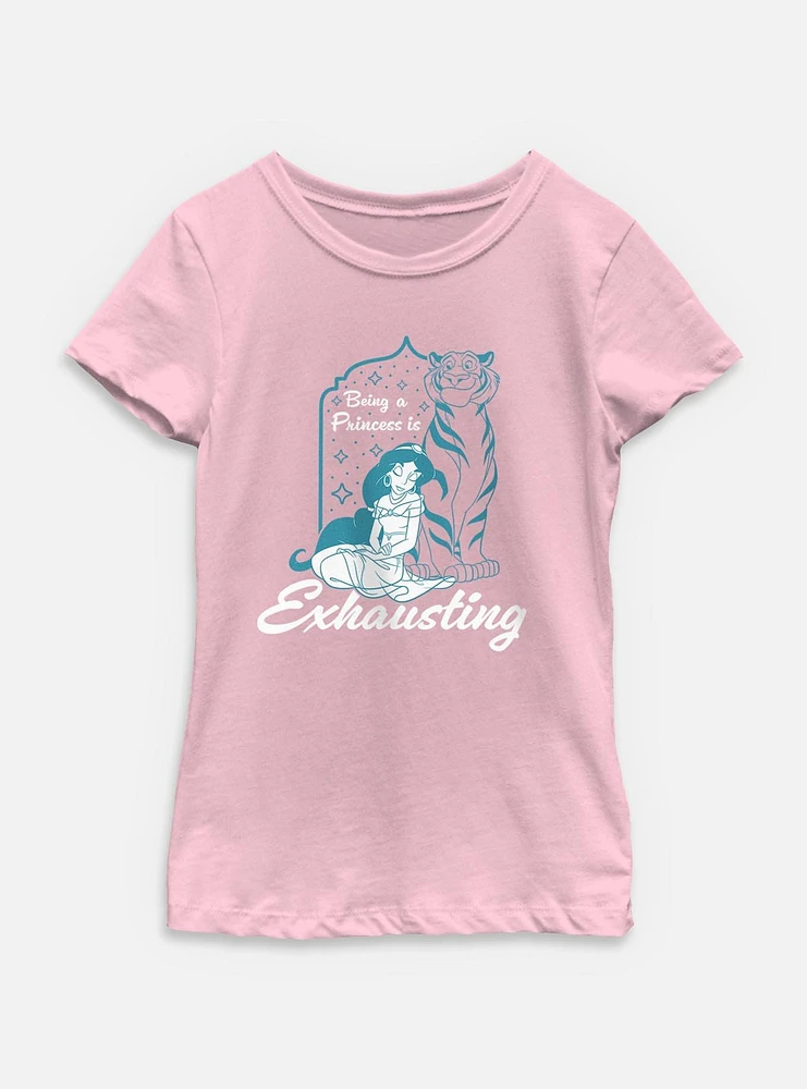 Disney Princesses Jasmine Being A Princess Is Exhausting Youth Girls T-Shirt