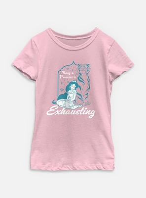 Disney Princesses Jasmine Being A Princess Is Exhausting Youth Girls T-Shirt