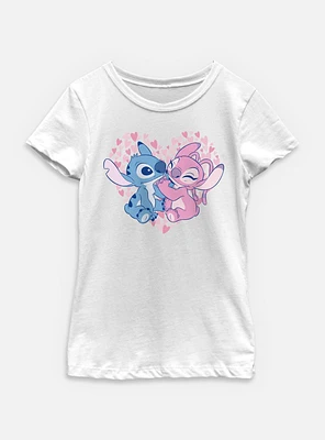 Disney Lilo & Stitch With Angel Heart Youth Girls T-Shirt
