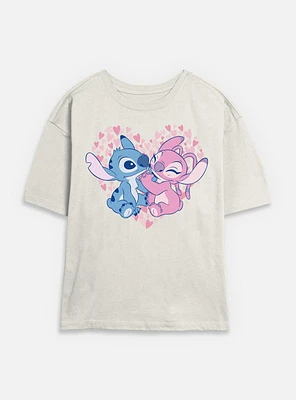 Disney Lilo & Stitch With Angel Heart Womens Skimmer T-Shirt