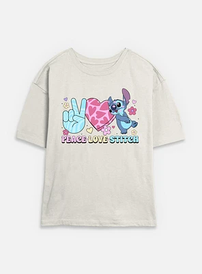 Disney Lilo & Stitch Peace Love Womens Skimmer T-Shirt