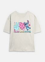 Disney Lilo & Stitch Peace Love Womens Skimmer T-Shirt