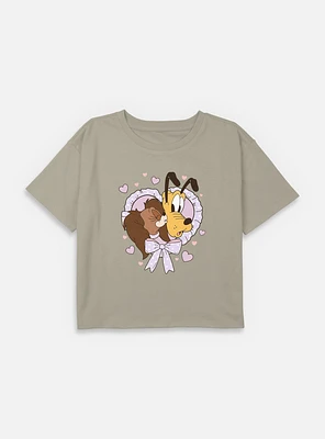 Disney Mickey Mouse Puppy Love Youth Girls Boxy Crop T-Shirt