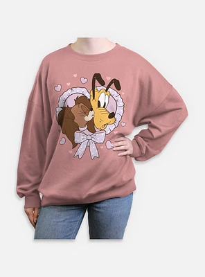 Disney Mickey Mouse Puppy Love Womens Oversized Sweatshirt
