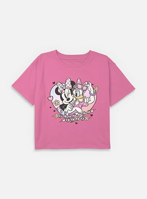 Disney Minnie Mouse & Daisy Bestie Bracelets Youth Girls Boxy Crop T-Shirt