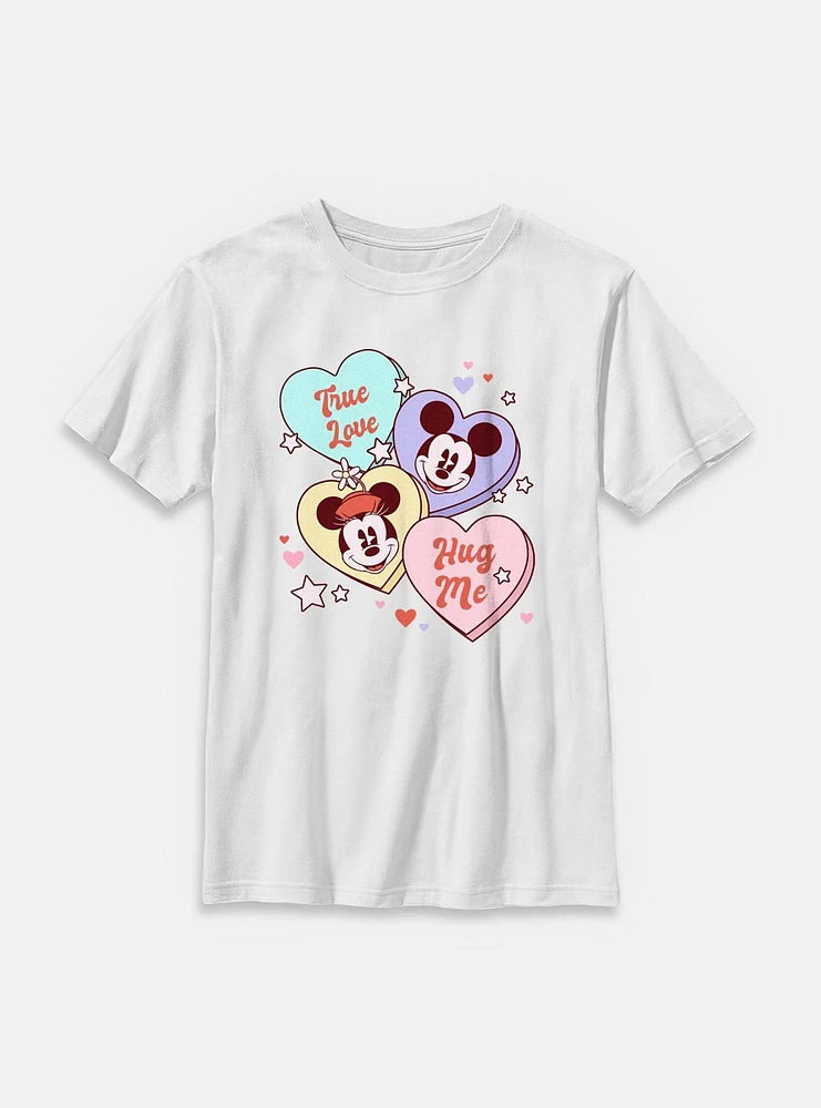 Disney Mickey Mouse & Minnie Sweet Candy Hearts Youth T-Shirt