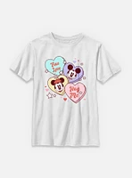 Disney Mickey Mouse & Minnie Sweet Candy Hearts Youth T-Shirt