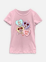 Disney Mickey Mouse & Minnie Sweet Candy Hearts Youth Girls T-Shirt