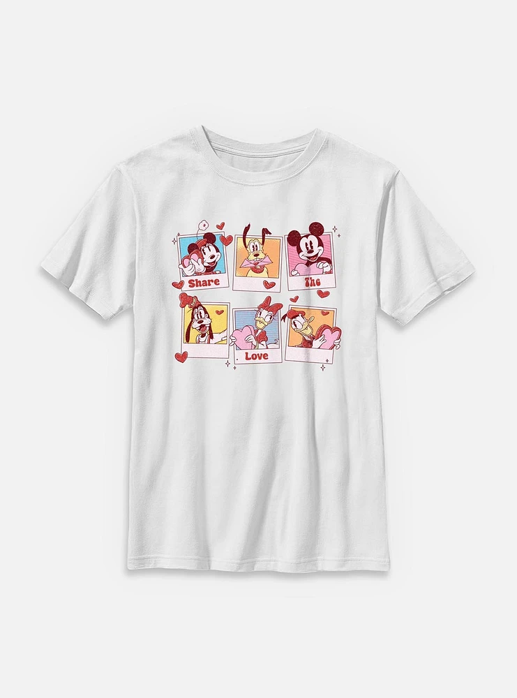 Disney Mickey Mouse Share The Love Polaroids Youth T-Shirt