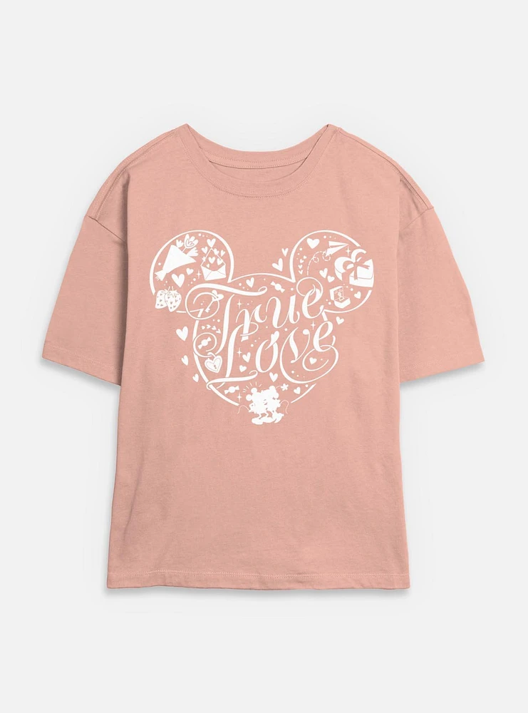 Disney Mickey Mouse Ears True Love Womens Skimmer T-Shirt
