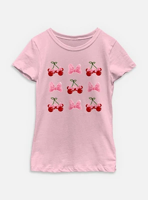 Disney Minnie Mouse Cherries And Bows Youth Girls T-Shirt