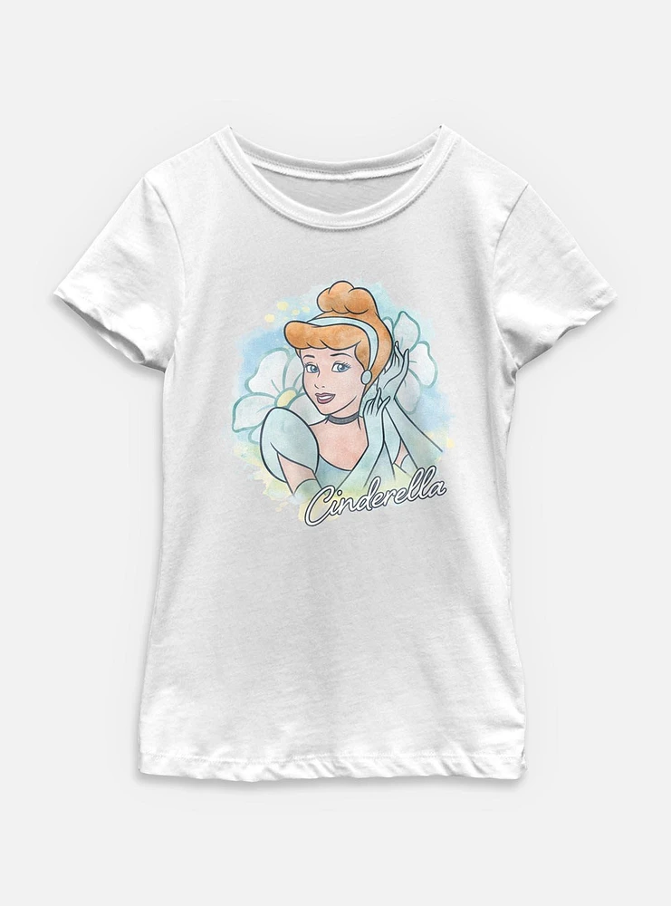 Disney Princesses Cinderella Watercolor Youth Girls T-Shirt