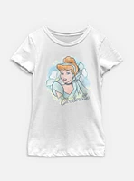Disney Princesses Cinderella Watercolor Youth Girls T-Shirt