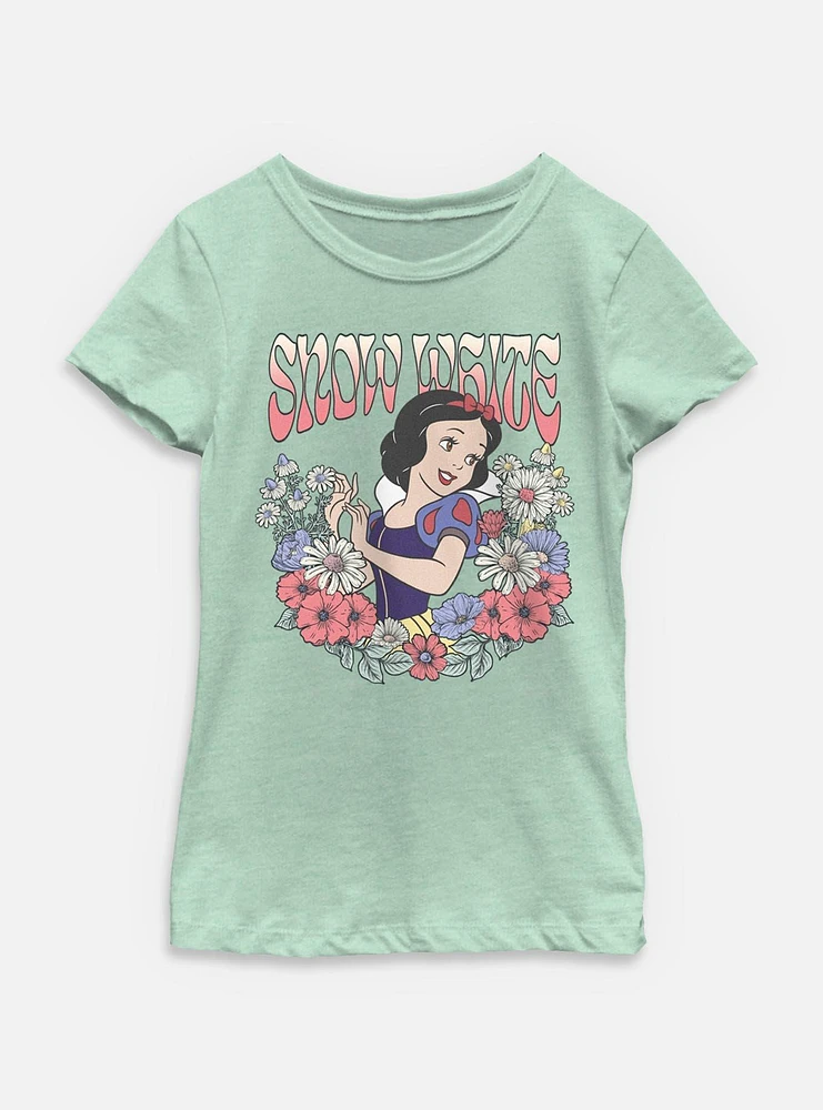 Disney Princesses Snow White Floral Wreath Youth Girls T-Shirt
