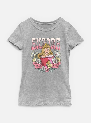 Disney Princesses Aurora Floral Wreath Youth Girls T-Shirt