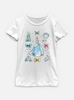 Disney Princesses Cinderella Bow Icons Youth Girls T-Shirt