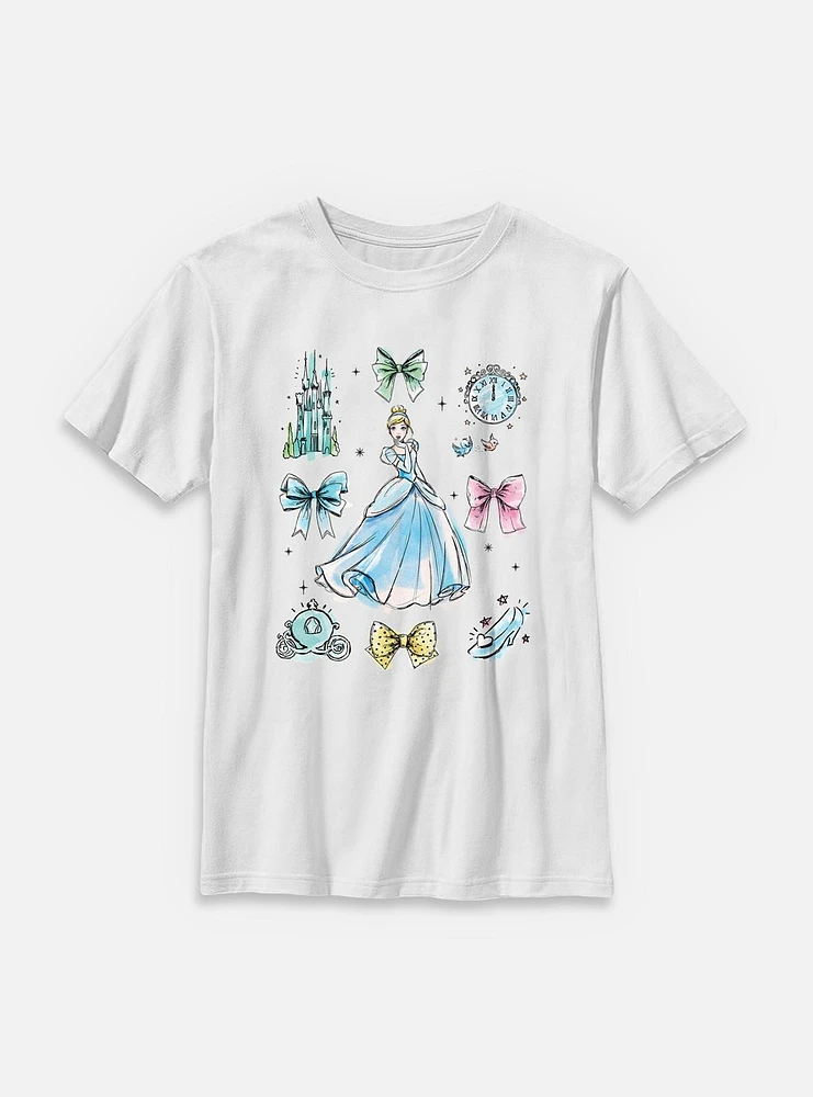 Disney Princesses Cinderella Bow Icons Youth T-Shirt