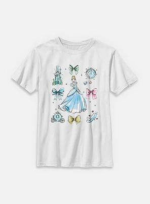 Disney Princesses Cinderella Bow Icons Youth T-Shirt