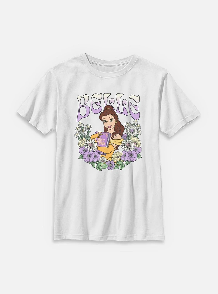 Disney Princesses Belle Floral Wreath Youth T-Shirt