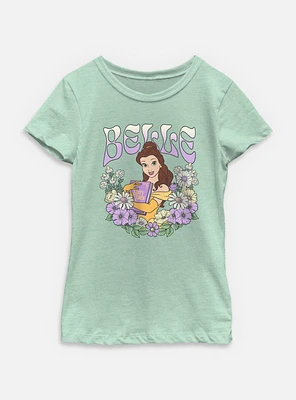 Disney Princesses Belle Floral Wreath Youth Girls T-Shirt