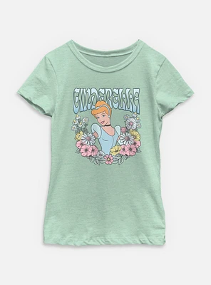 Disney Princesses Cinderella Floral Wreath Youth Girls T-Shirt