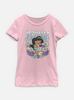Disney Princesses Jasmine Floral Wreath Youth Girls T-Shirt