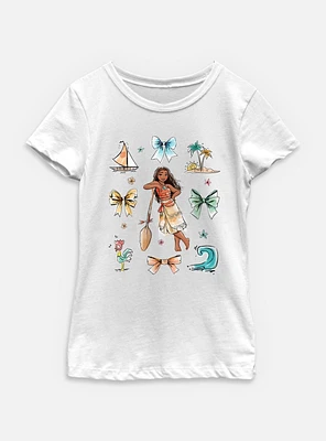 Disney Princesses Moana Sea & Bows Youth Girls T-Shirt