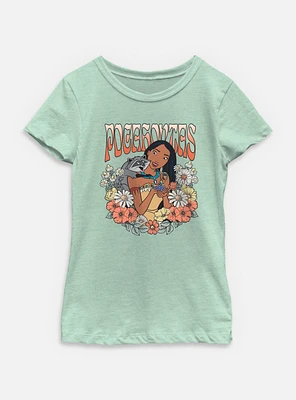 Disney Princesses Pocahontas Floral Wreath Youth Girls T-Shirt