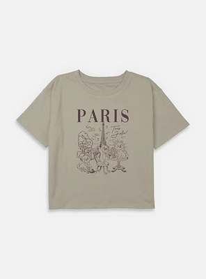 Disney The AristoCats Paris Destination Youth Girls Boxy Crop T-Shirt