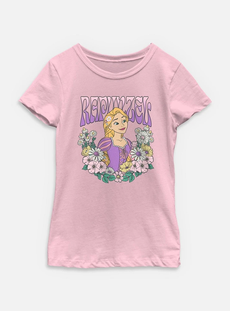 Disney Princesses Rapunzel Floral Wreath Youth Girls T-Shirt