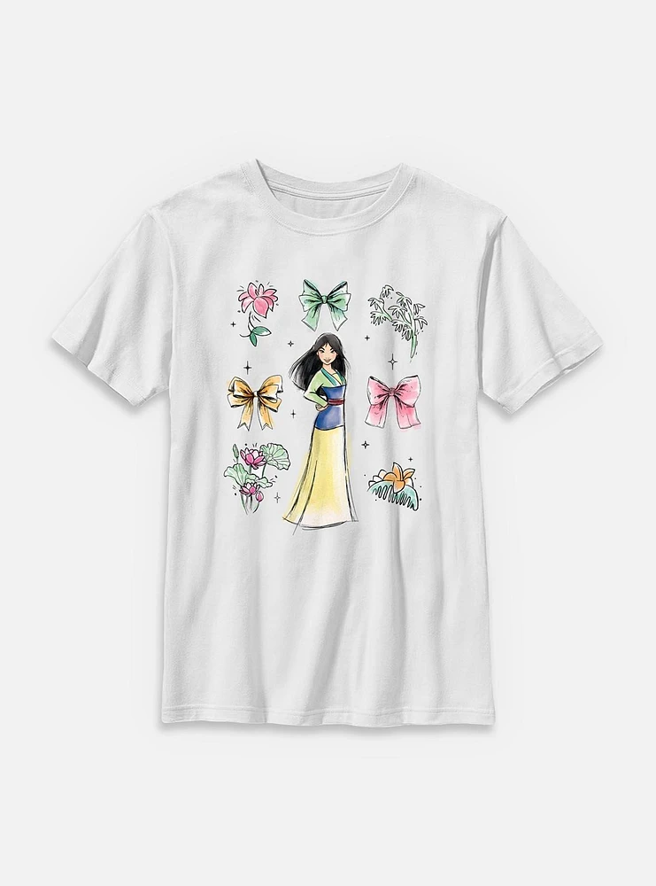 Disney Princesses Mulan Bow Icons Youth T-Shirt