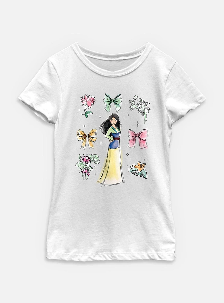 Disney Princesses Mulan Bow Icons Youth Girls T-Shirt