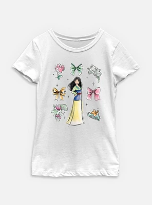 Disney Princesses Mulan Bow Icons Youth Girls T-Shirt