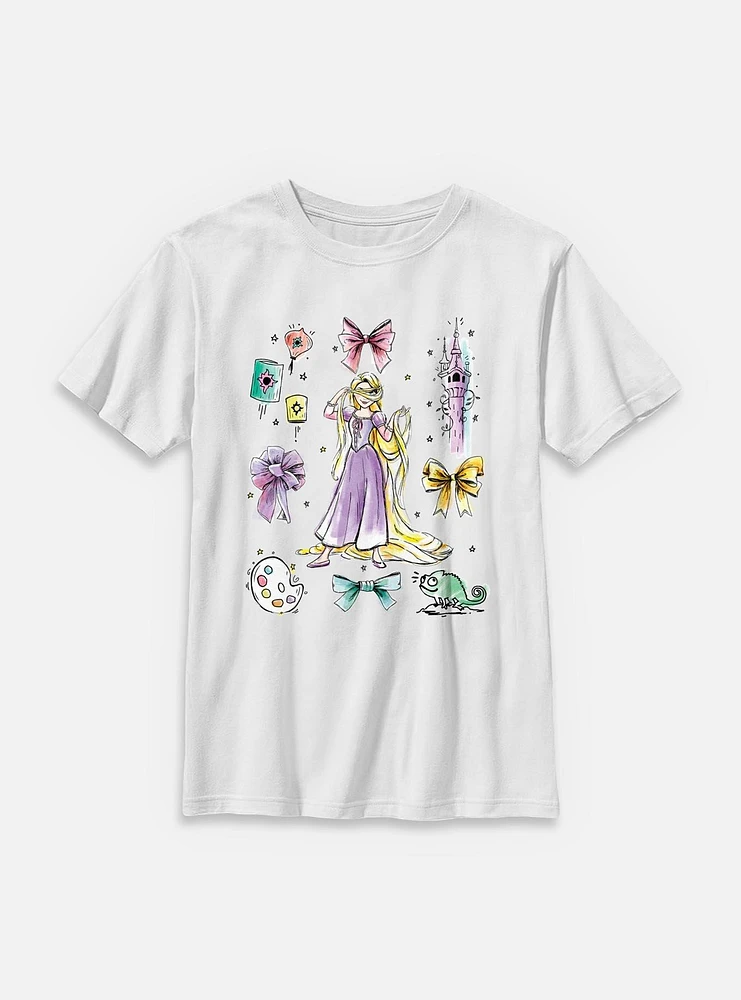 Disney Princesses Rapunzel Bow Icons Youth T-Shirt