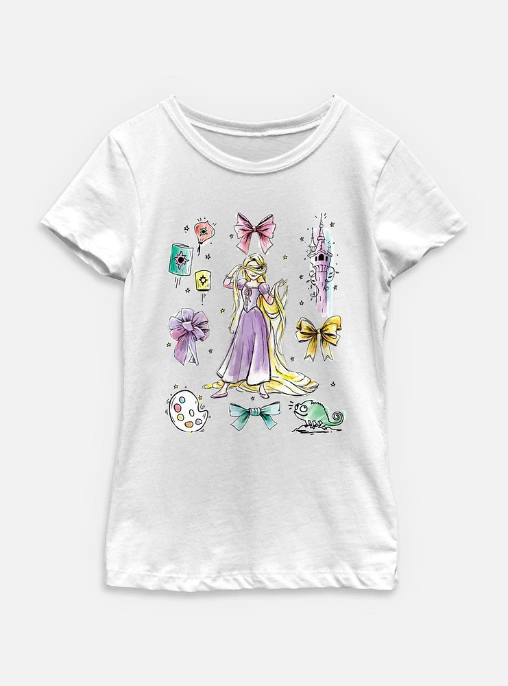 Disney Princesses Rapunzel Bow Icons Youth Girls T-Shirt
