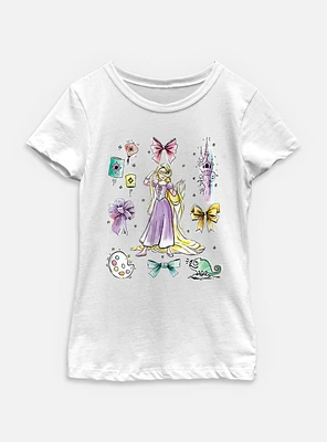 Disney Princesses Rapunzel Bow Icons Youth Girls T-Shirt