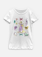Disney Princesses Rapunzel Bow Icons Youth Girls T-Shirt