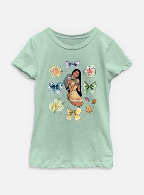 Disney Princesses Pocahontas Bow Icons Youth Girls T-Shirt