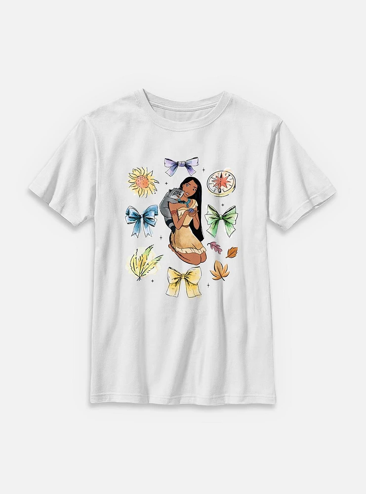 Disney Princesses Pocahontas Bow Icons Youth T-Shirt