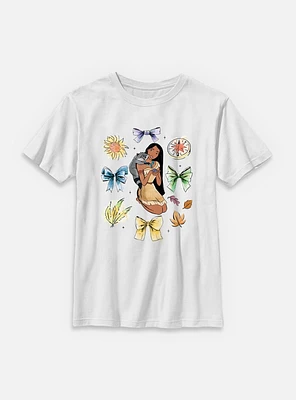 Disney Princesses Pocahontas Bow Icons Youth T-Shirt