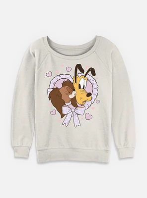 Disney Mickey Mouse Puppy Love Womens Slouchy Sweatshirt