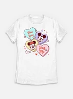 Disney Mickey Mouse & Minnie Sweet Candy Hearts Womens T-Shirt