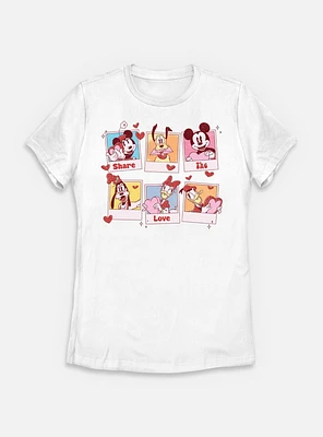Disney Mickey Mouse Share The Love Polaroids Womens T-Shirt