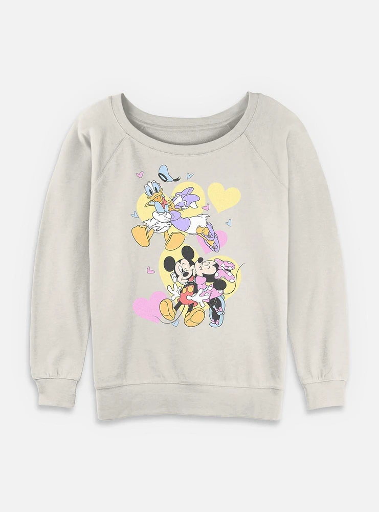 Disney Mickey Mouse Couple Of Loves Womens Slouchy Sweatshirt