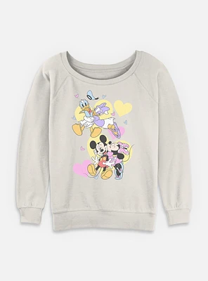 Disney Mickey Mouse Couple Of Loves Womens Slouchy Sweatshirt