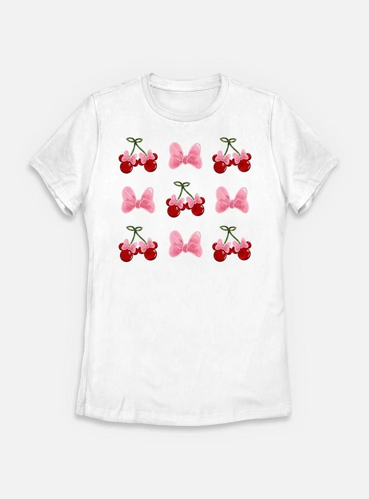 Disney Minnie Mouse Cherries And Bows Womens T-Shirt