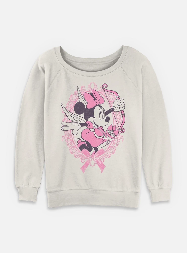 Disney Minnie Mouse Fancy Cupid Womens Slouchy Sweatshirt