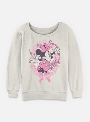 Disney Minnie Mouse Fancy Cupid Womens Slouchy Sweatshirt