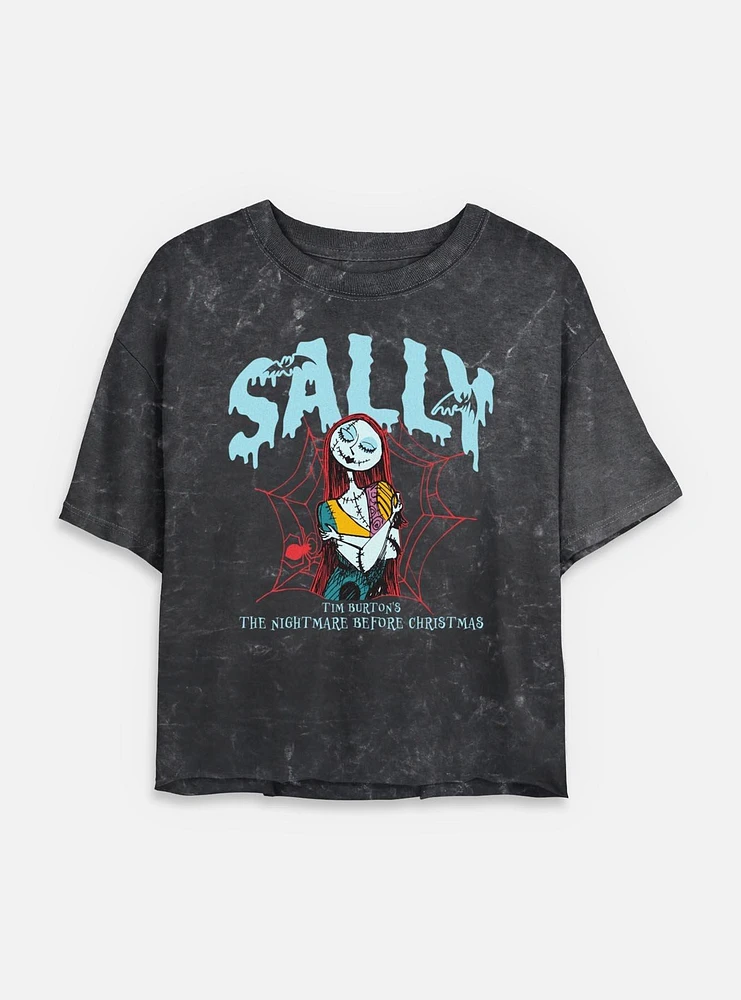 Disney The Nightmare Before Christmas Collegiate Sally Womens Mineral Wash Crop T-Shirt