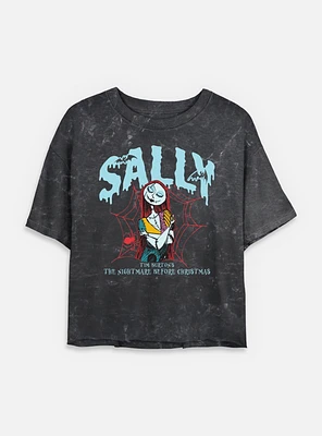 Disney The Nightmare Before Christmas Collegiate Sally Womens Mineral Wash Crop T-Shirt